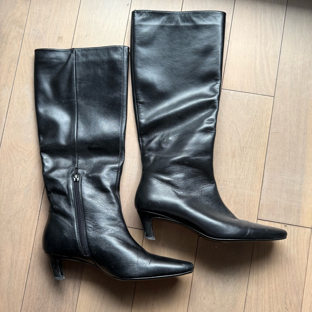 Tony Bianco Vixen Black Leather Knee-High Boots